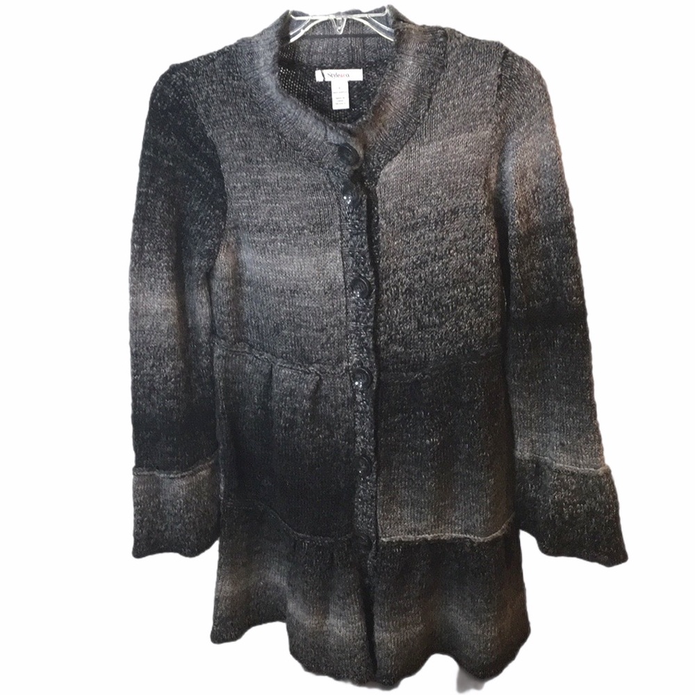 Style & Co Grey Gradient Sweater Coat Cardigan
